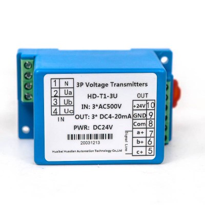 3 Or 4 Wire 4-20ma Output 24vdc Power Supply Ac 0-500v Input 3 Phase Voltage Transducers